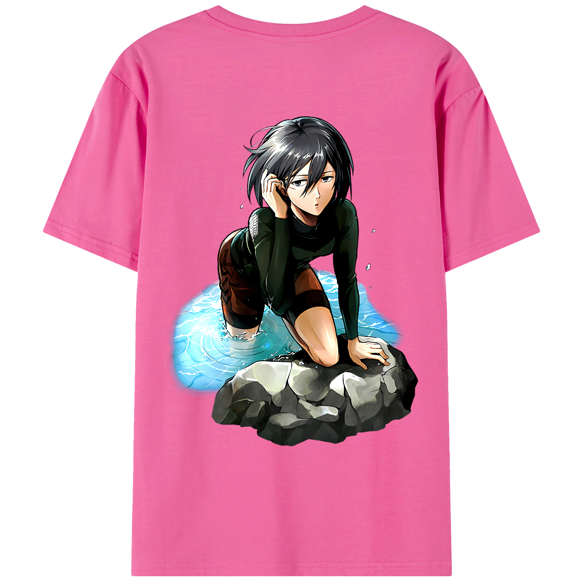 （画像用） 進撃の巨人 ミカサ·アッカーマン Attack on Titan Mikasa Ackerman レディース半袖Tシャツ(バックプリント)